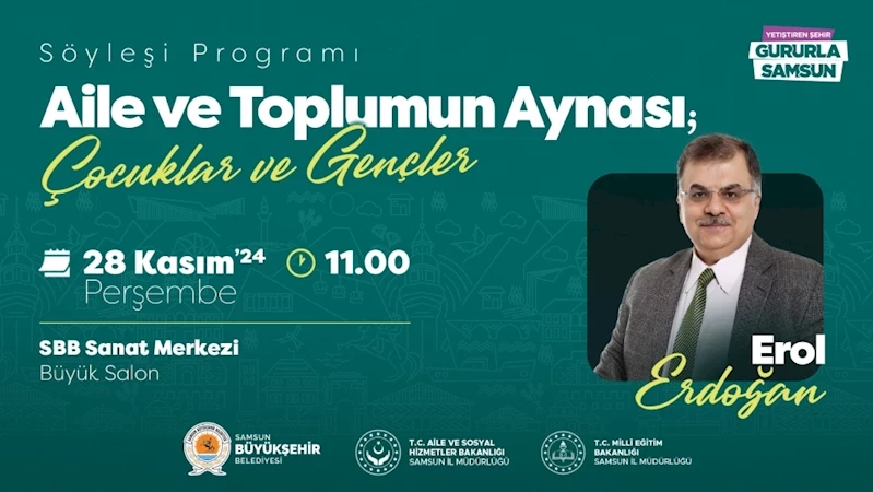 Büyükşehir’in söyleşi programıyla yazar Erol Erdoğan Samsunlu sevenleriyle buluşuyor