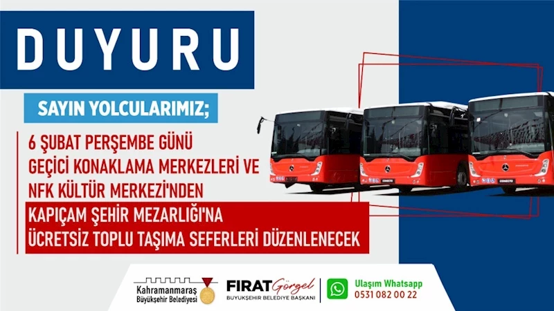 Asrın Felaketinin Yıl Dönümünde Kapıçam’a Ücretsiz Seferler Düzenlenecek