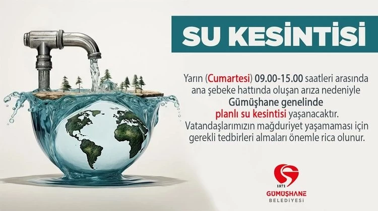 BELEDİYEMİZDEN PLANLI SU KESİNTİSİ YAPILACAKTIR